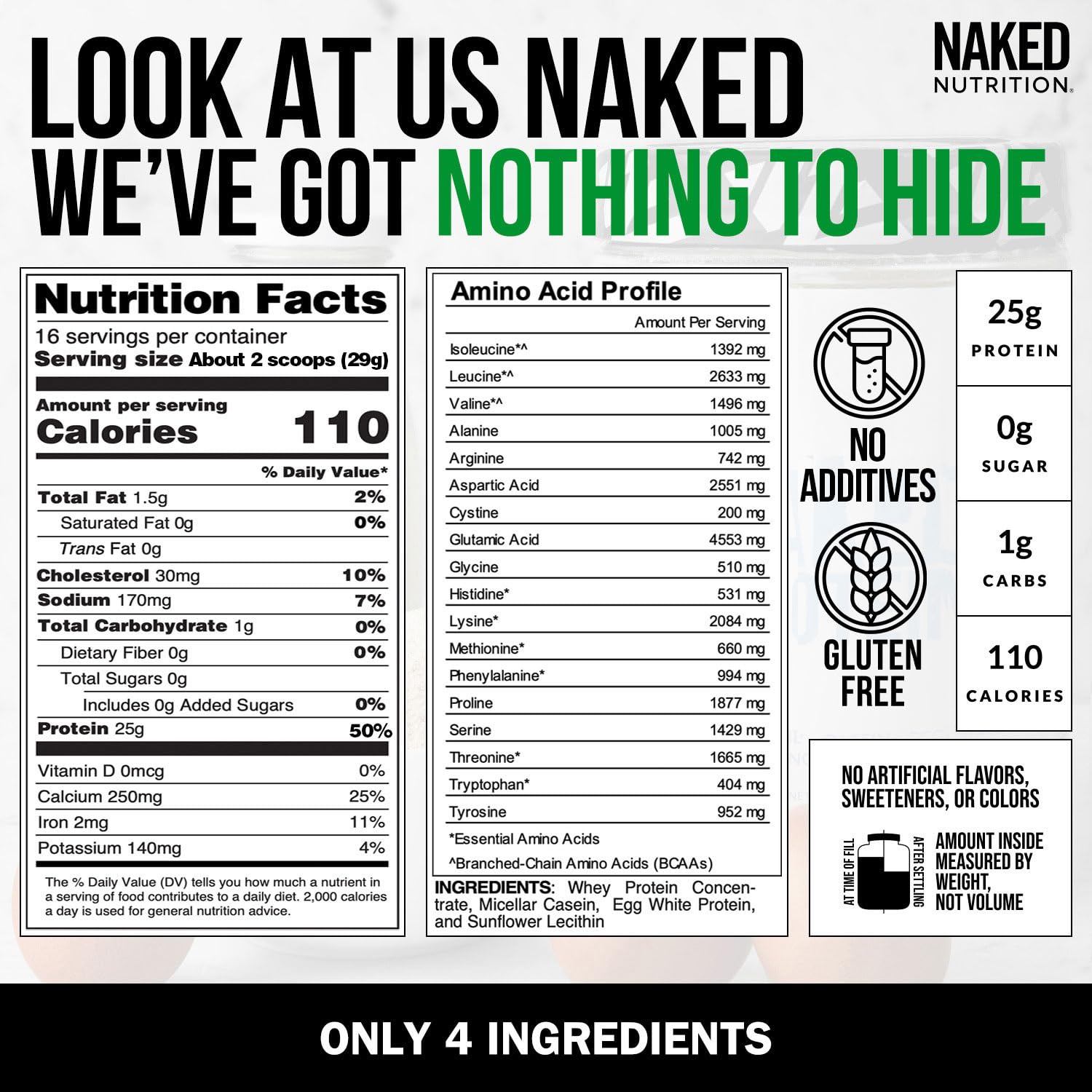 NAKED cuchara con polvo para comparar tamaño de porción fácilmente