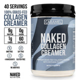 NAKED textura en polvo del creamer resaltando solubilidad y pureza
