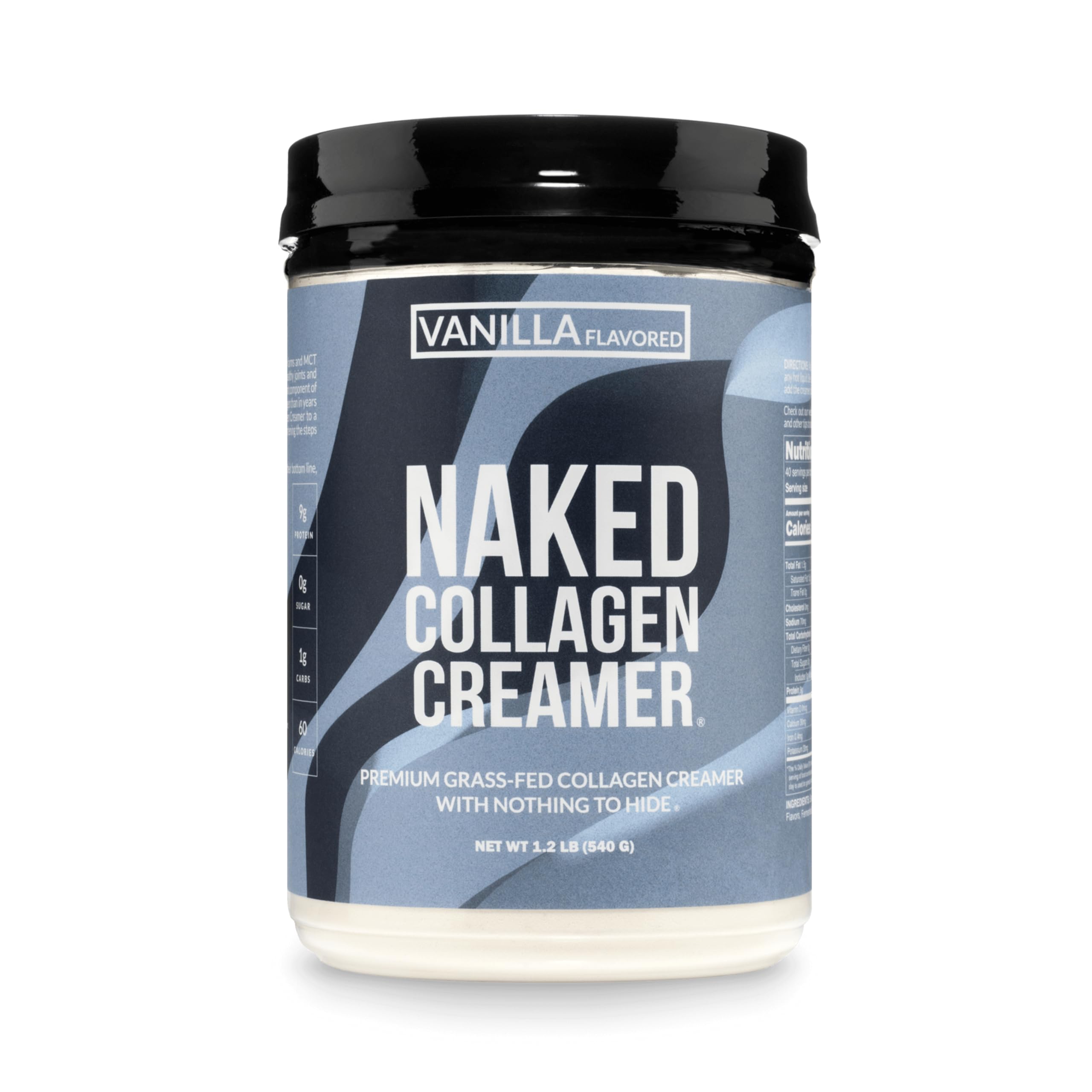 NAKED envase frontal del creamer vainilla, presentación clara y natural