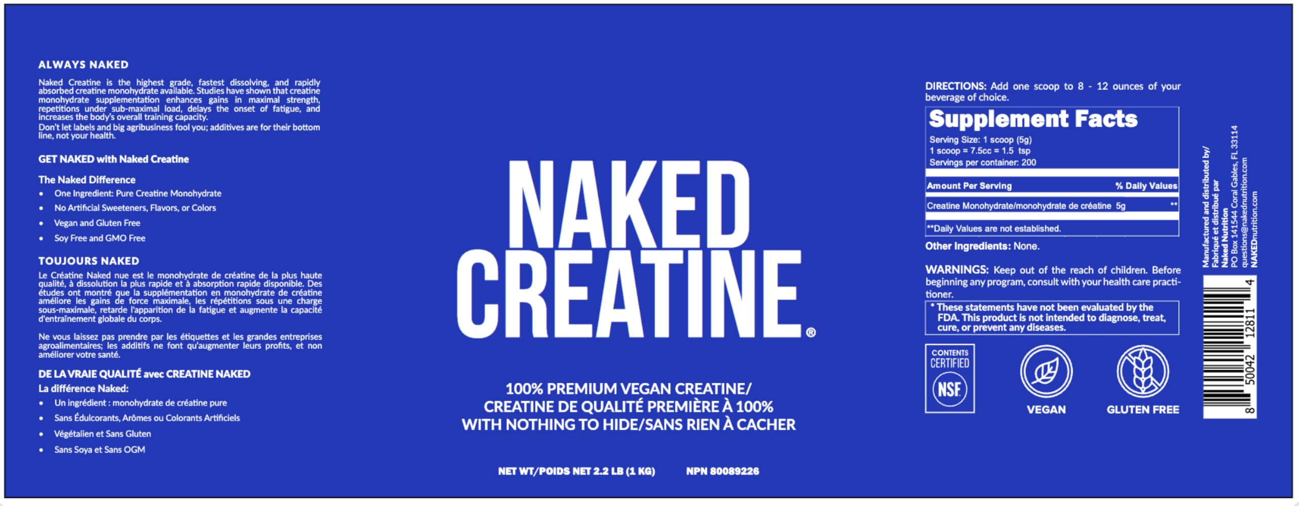 NAKED creatina en ambiente lifestyle saludable, apta para dietas veganas