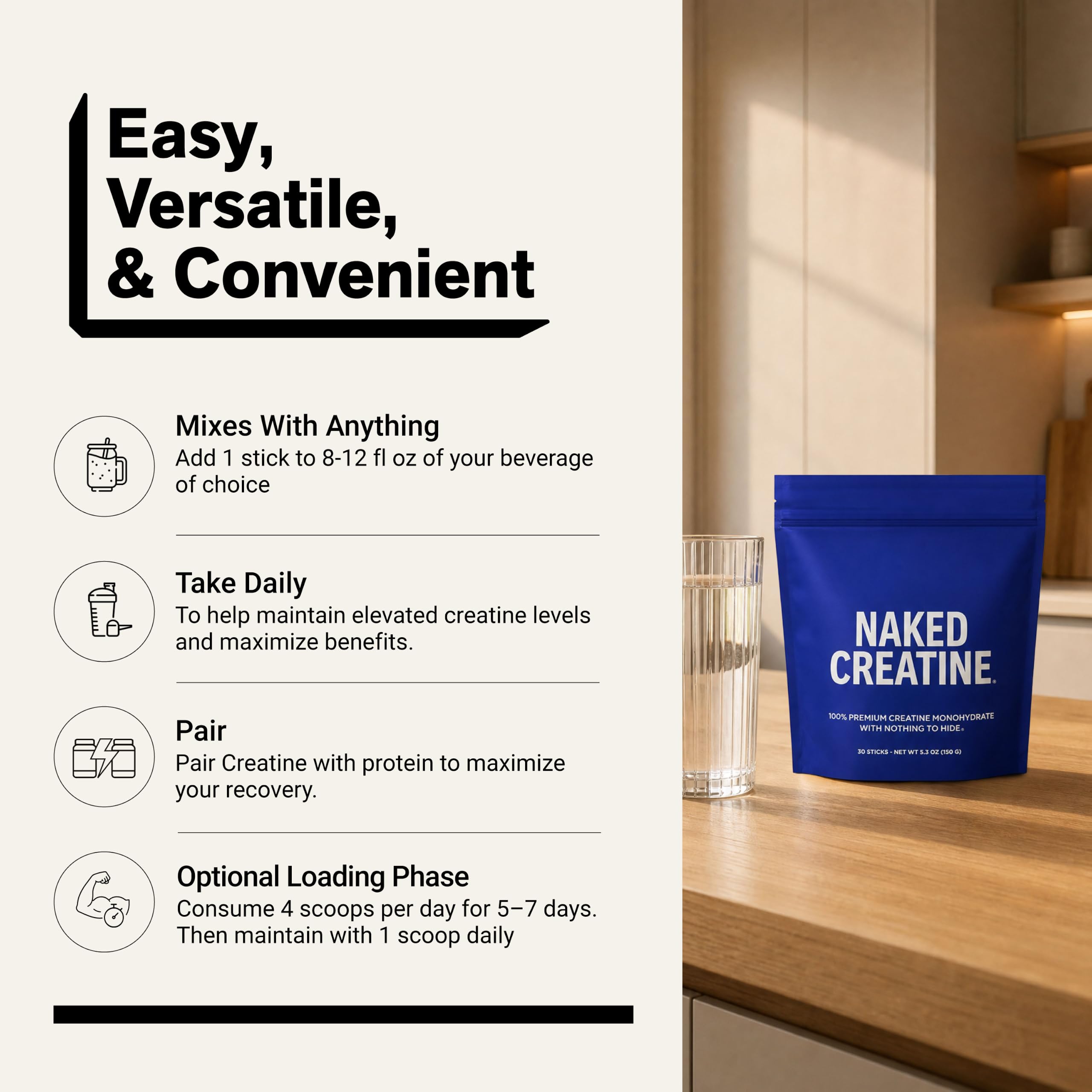 NAKED etiqueta con certificación NSF visible y detalles del producto