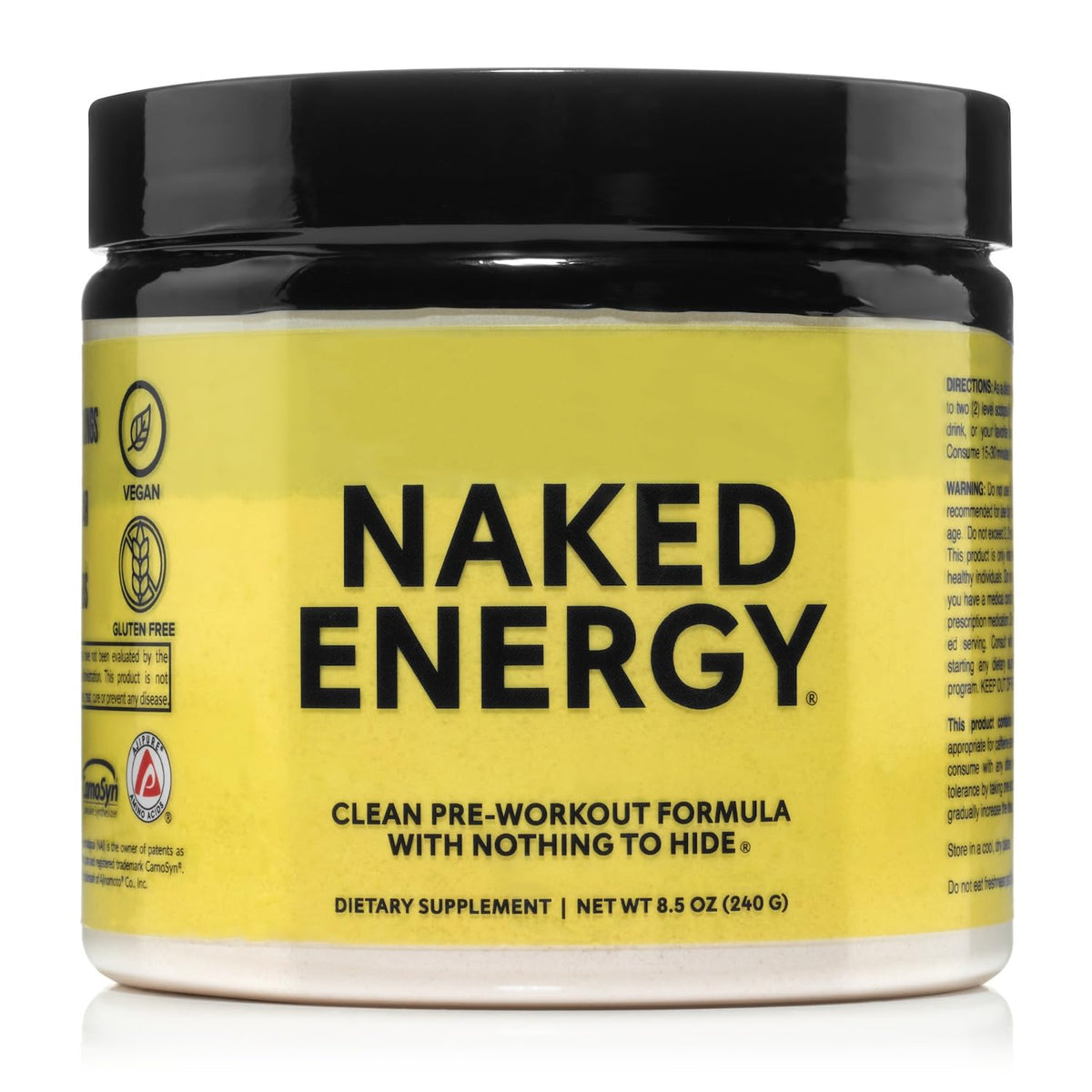 NAKED Energy vista frontal del envase mostrando diseño y 50 servicios