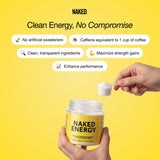 NAKED Energy mezclado en un batido mostrando versatilidad y energía limpia