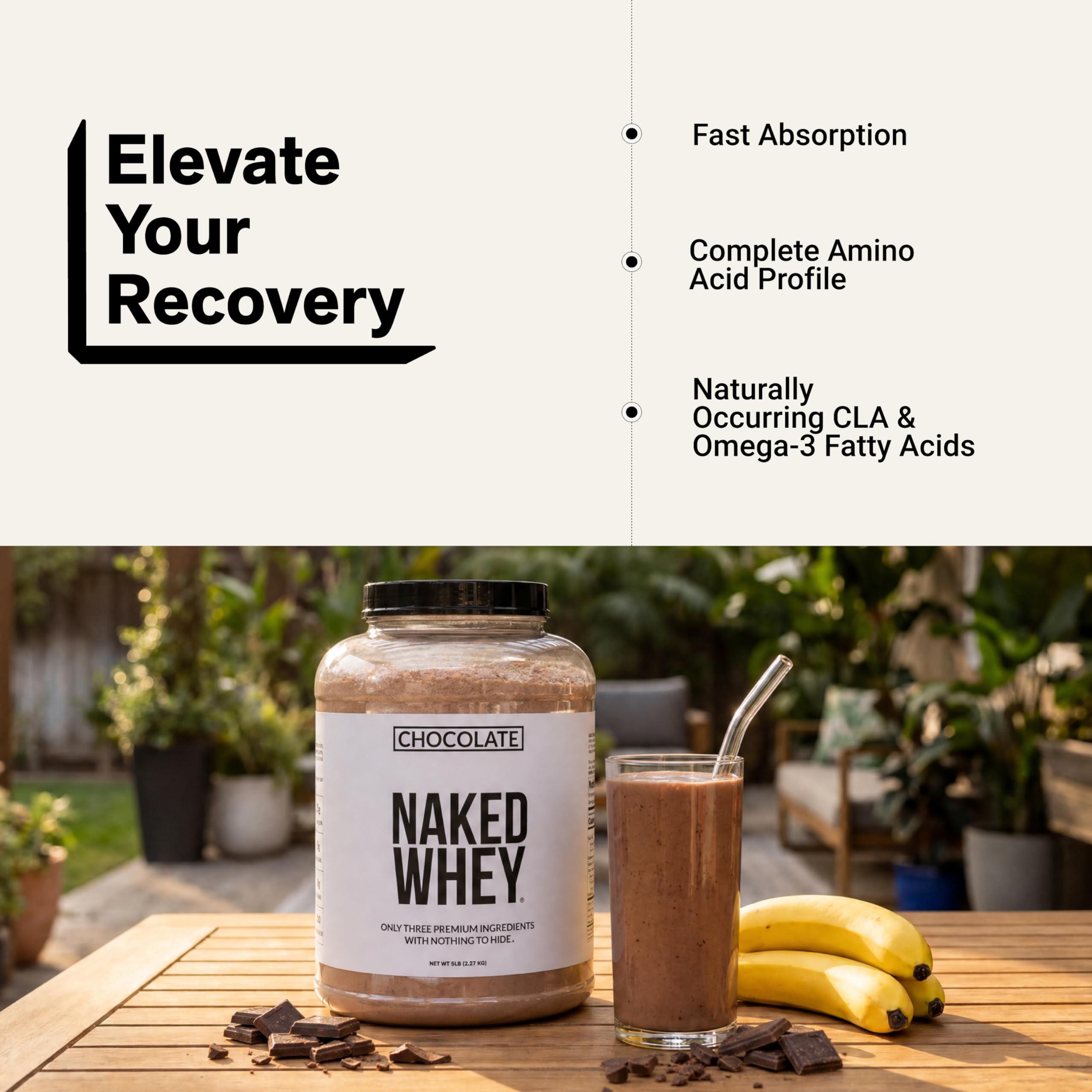 NAKED etiqueta nutricional detallada mostrando 25 g proteína y certificación NSF