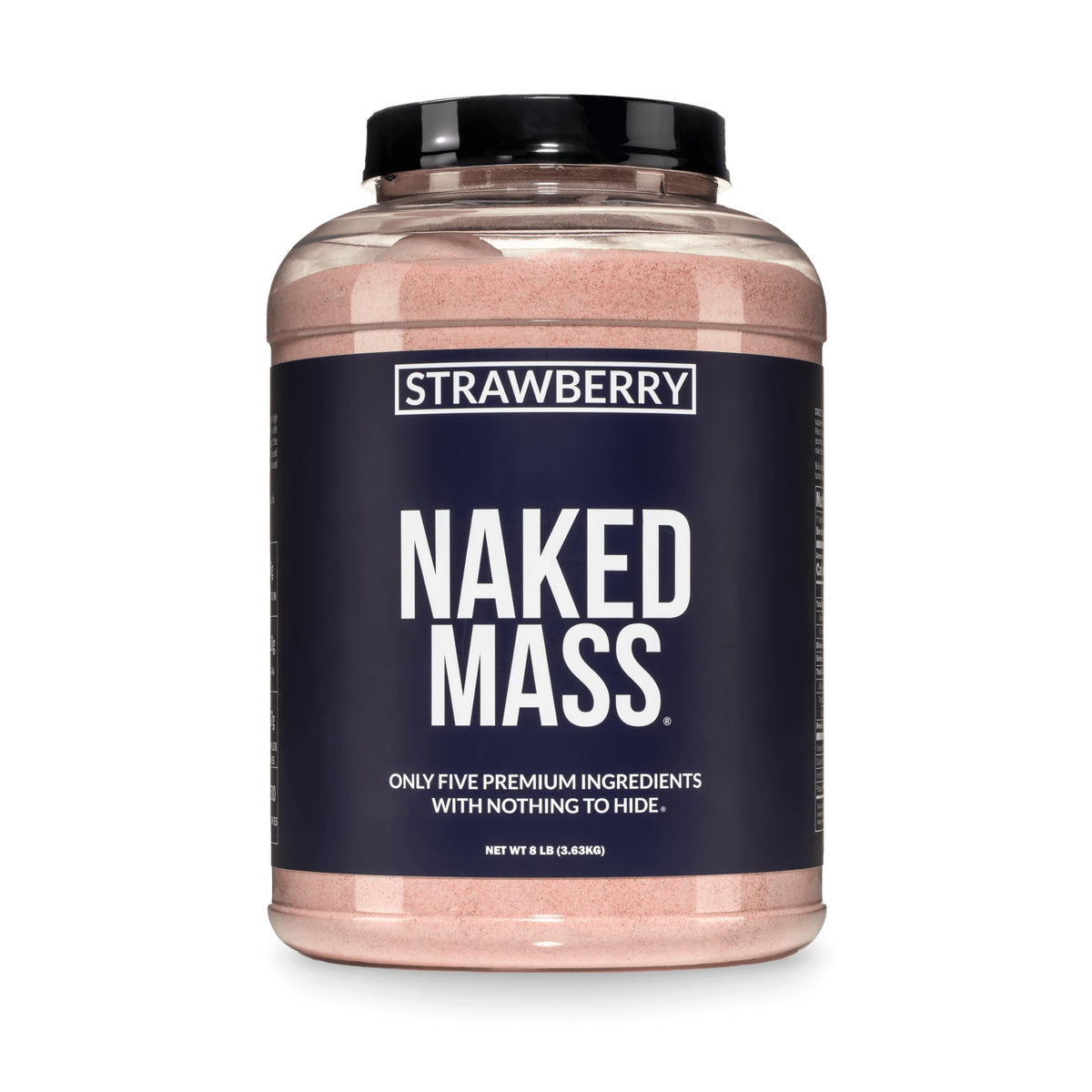 NAKED envase frontal de Strawberry Mass mostrando tamaño y marca, ideal para ganar peso
