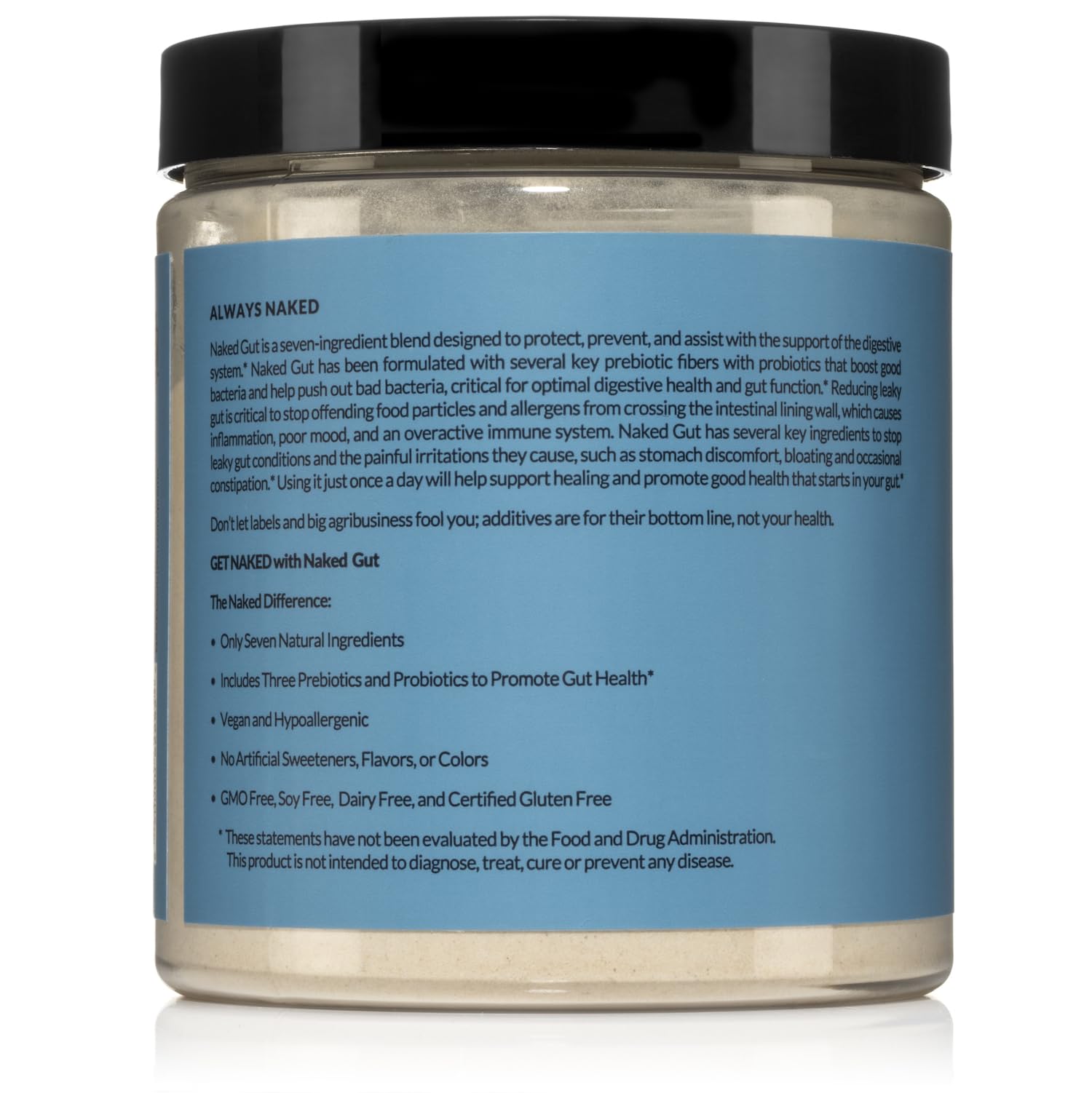 NAKED etiqueta nutricional legible indicando ingredientes y alérgenos