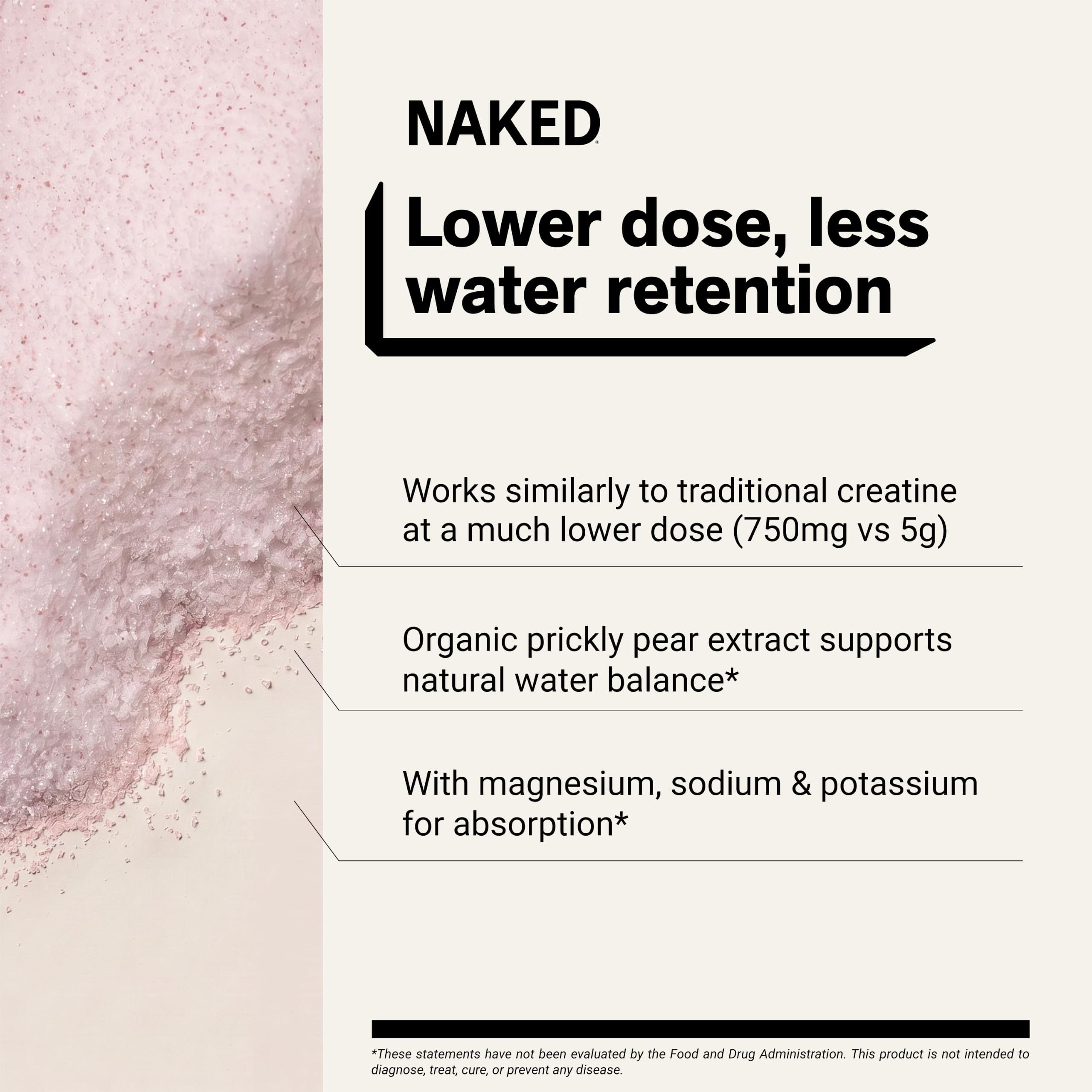 NAKED etiqueta con ingredientes y electrolitos visible y clara