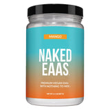NAKED envase frontal con sabor mango y diseño claro, beneficio pureza