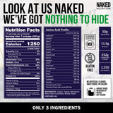 NAKED Mass etiqueta nutricional clara, demuestra macros y certificación NSF