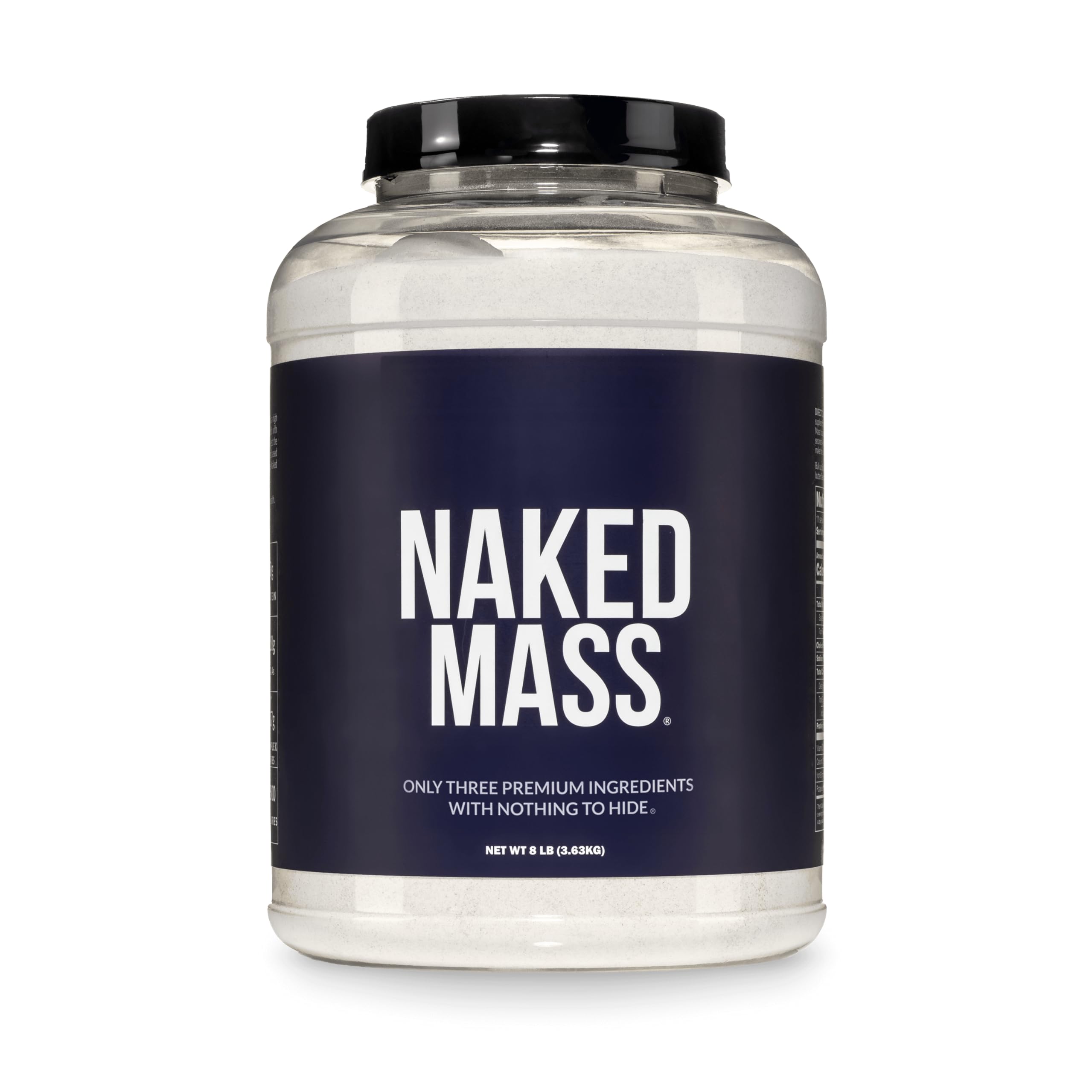 NAKED Mass frente del envase mostrando diseño limpio y confianza