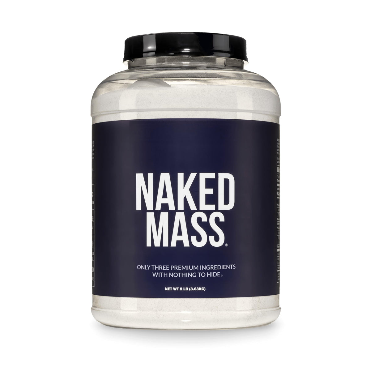 NAKED Mass frente del envase mostrando diseño limpio y confianza