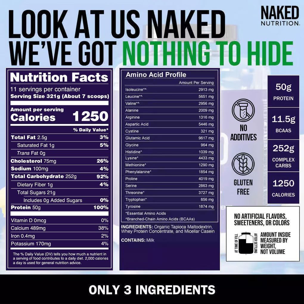 Maltodextrina orgánica de tapioca NAKED Mass, fuente limpia de carbohidratos