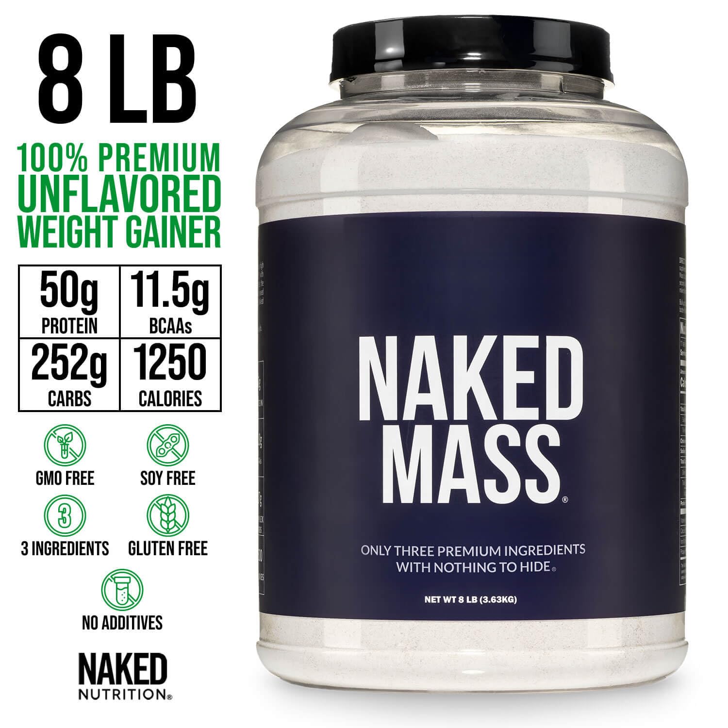 Batido NAKED Mass servido en vaso, aporte calórico para recuperación