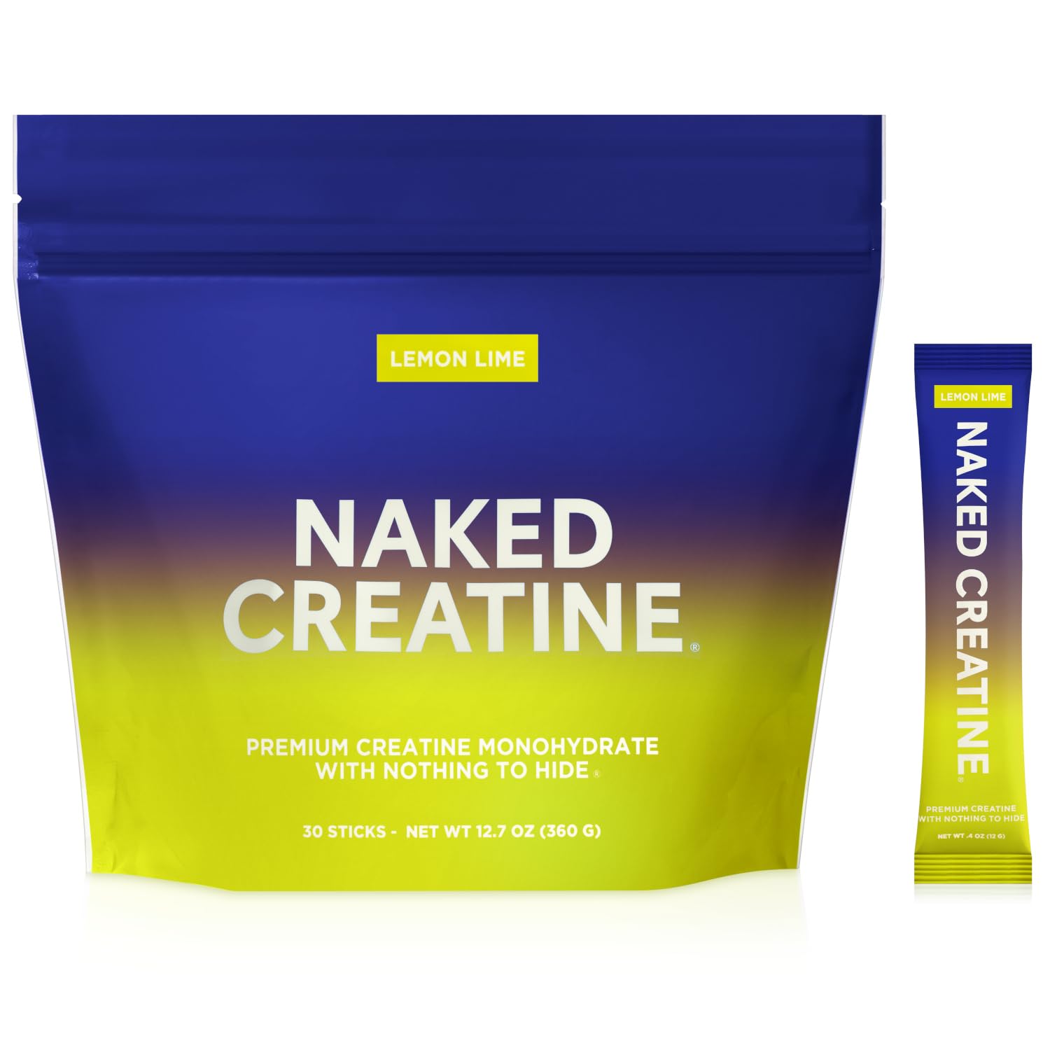 NAKED envase frontal con sobres limón lima, presentación clara y natural