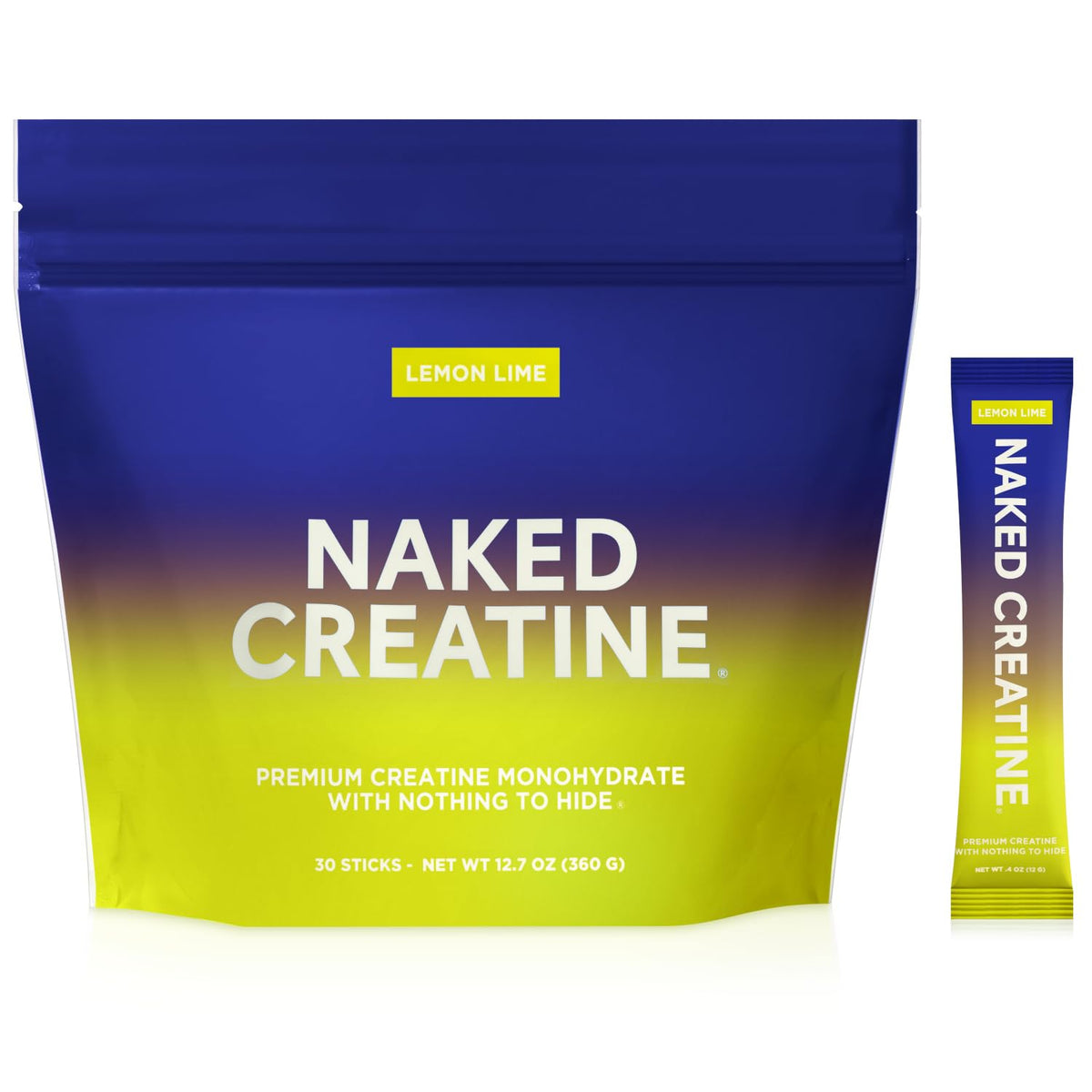 NAKED envase frontal con sobres limón lima, presentación clara y natural