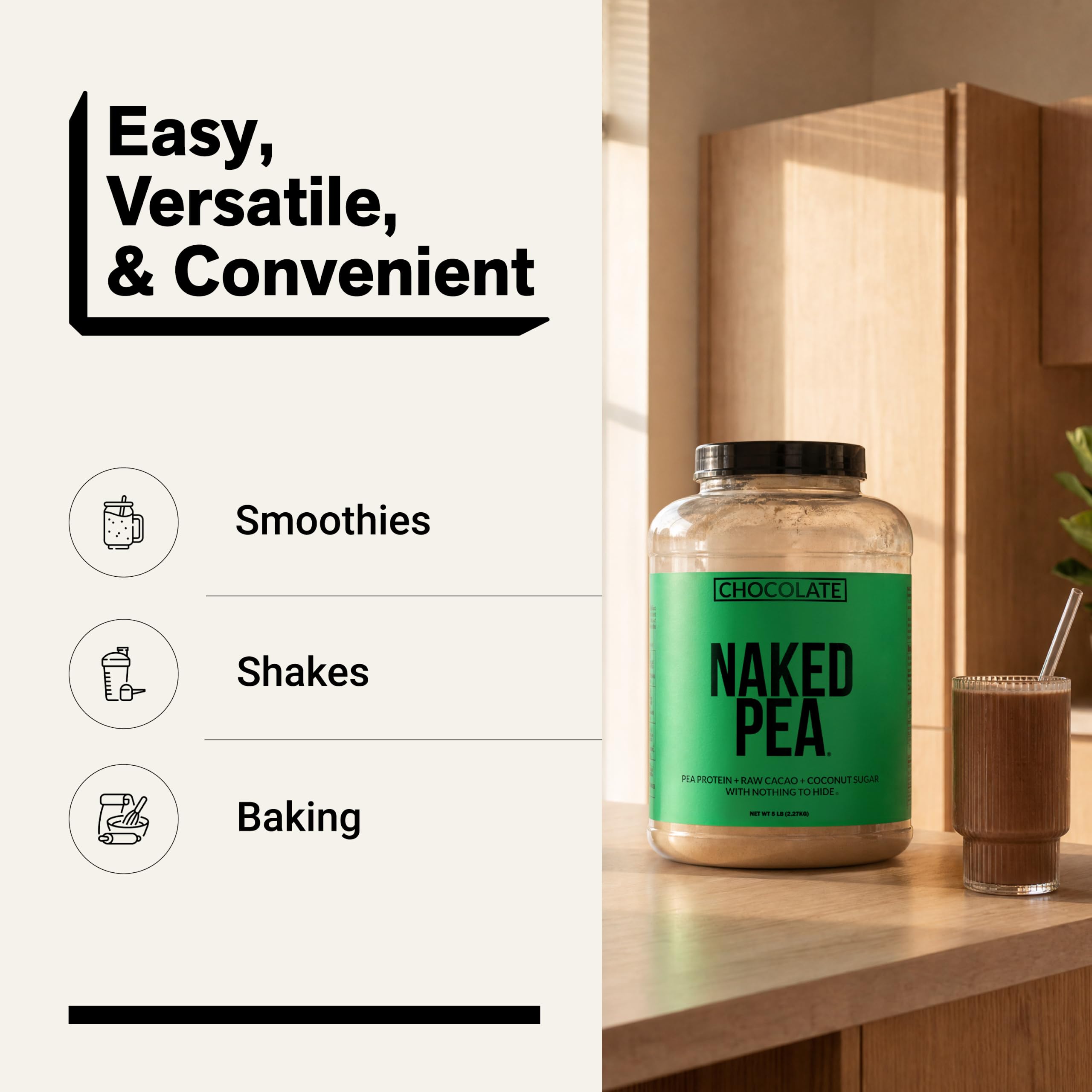 NAKED producto 5 lb junto a botella para comparar escala