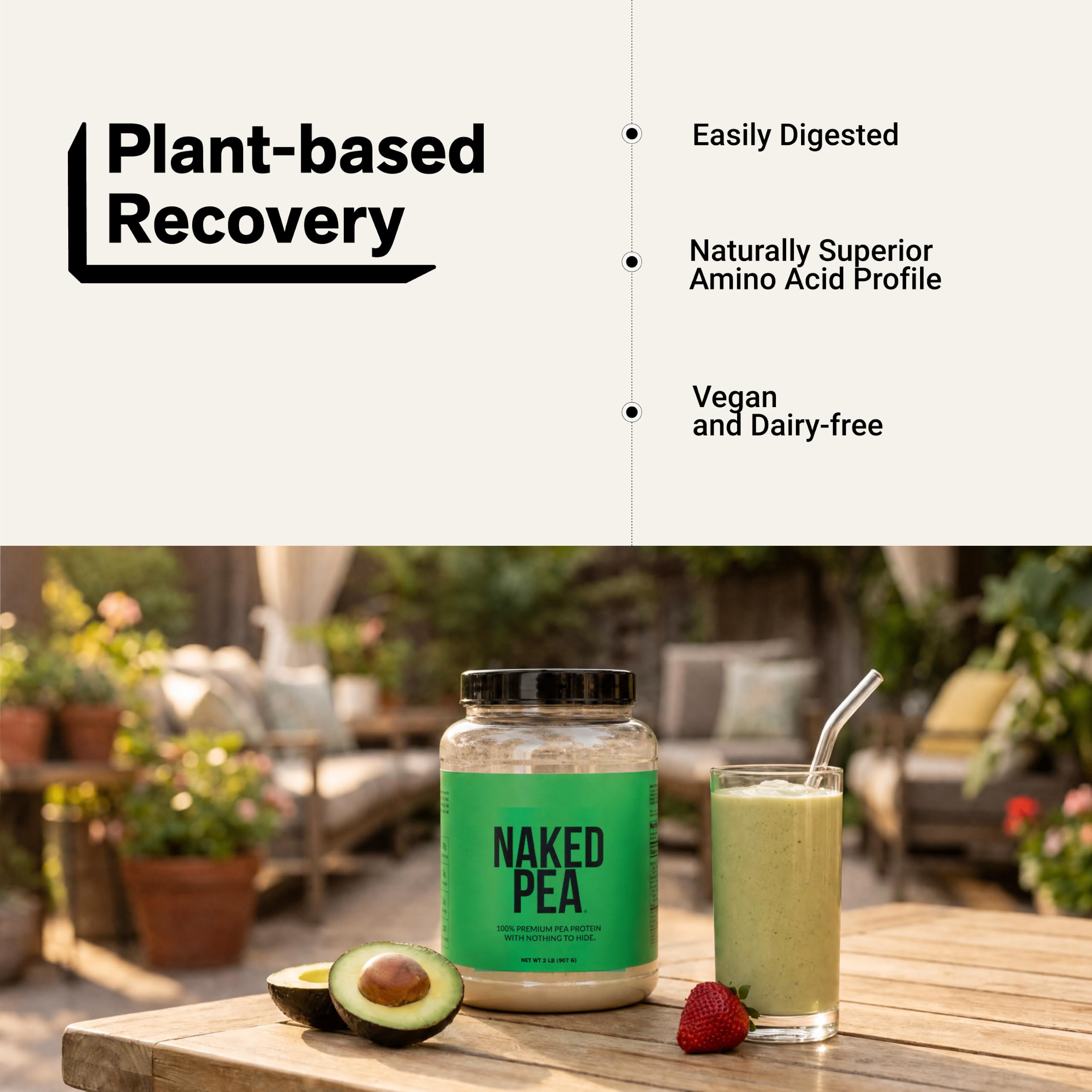 NAKED Pea etiqueta con sello NSF para confianza en calidad