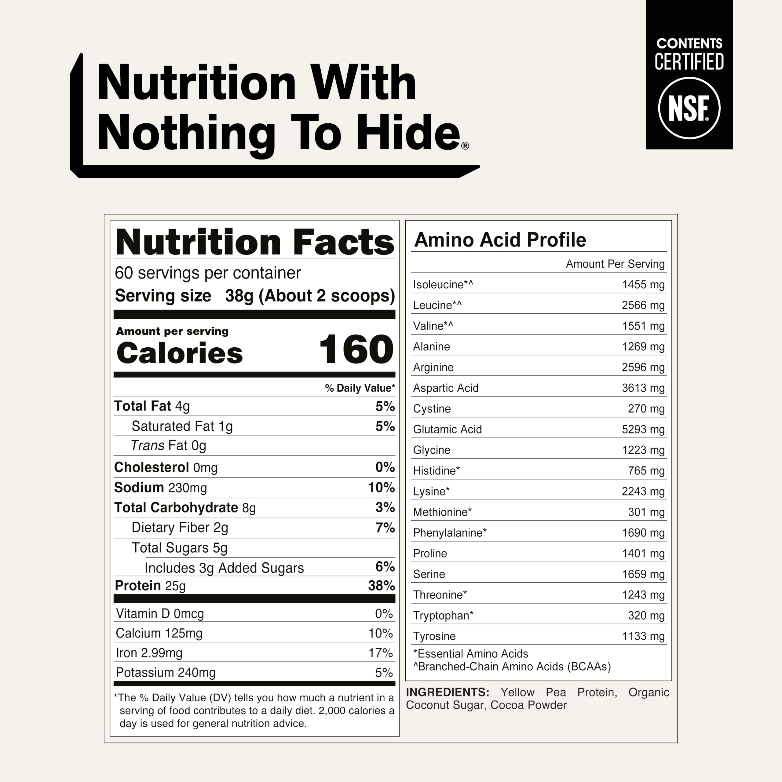 NAKED etiqueta nutricional y certificación NSF para confianza