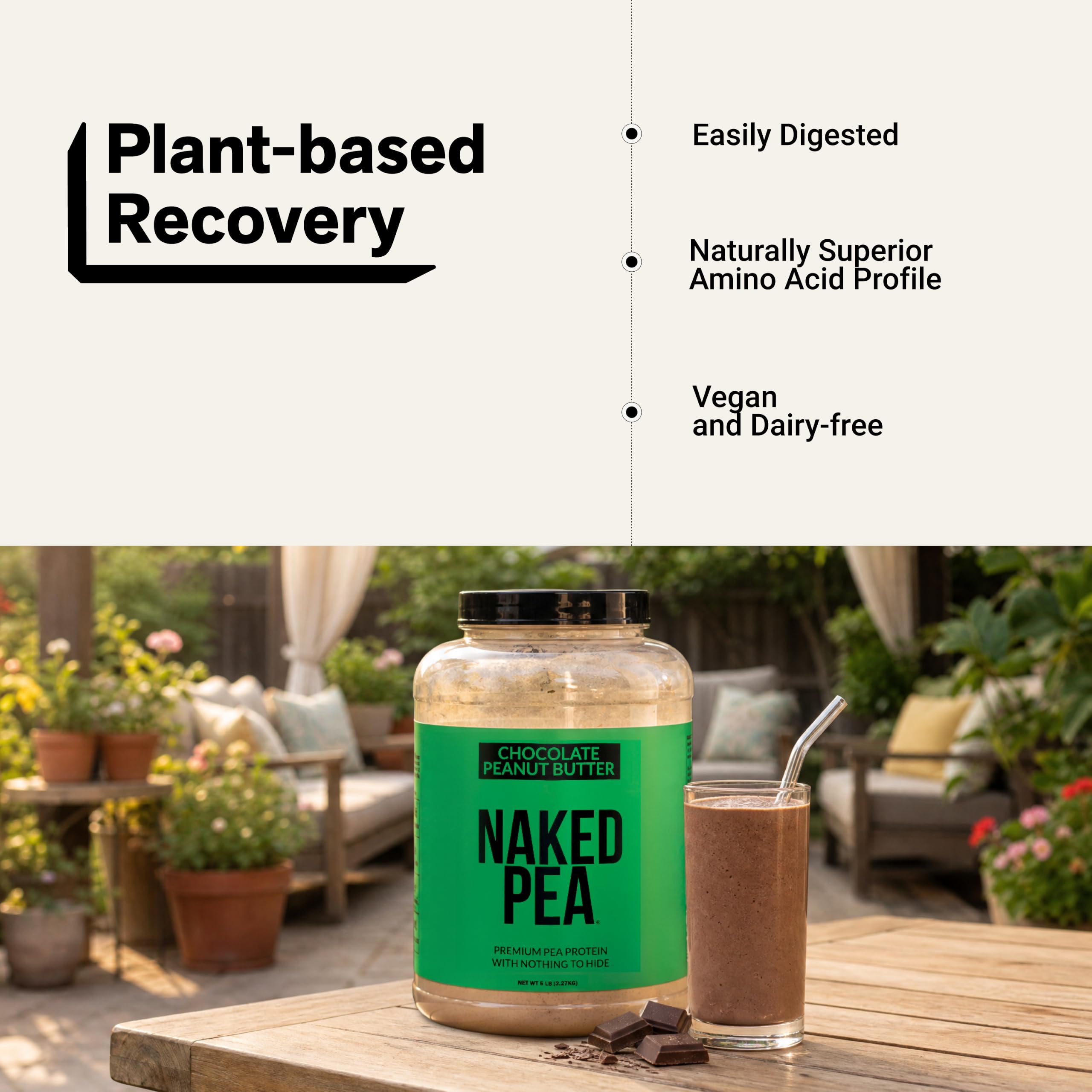 NAKED Pea etiqueta nutricional destacando 25 g de proteína por porción