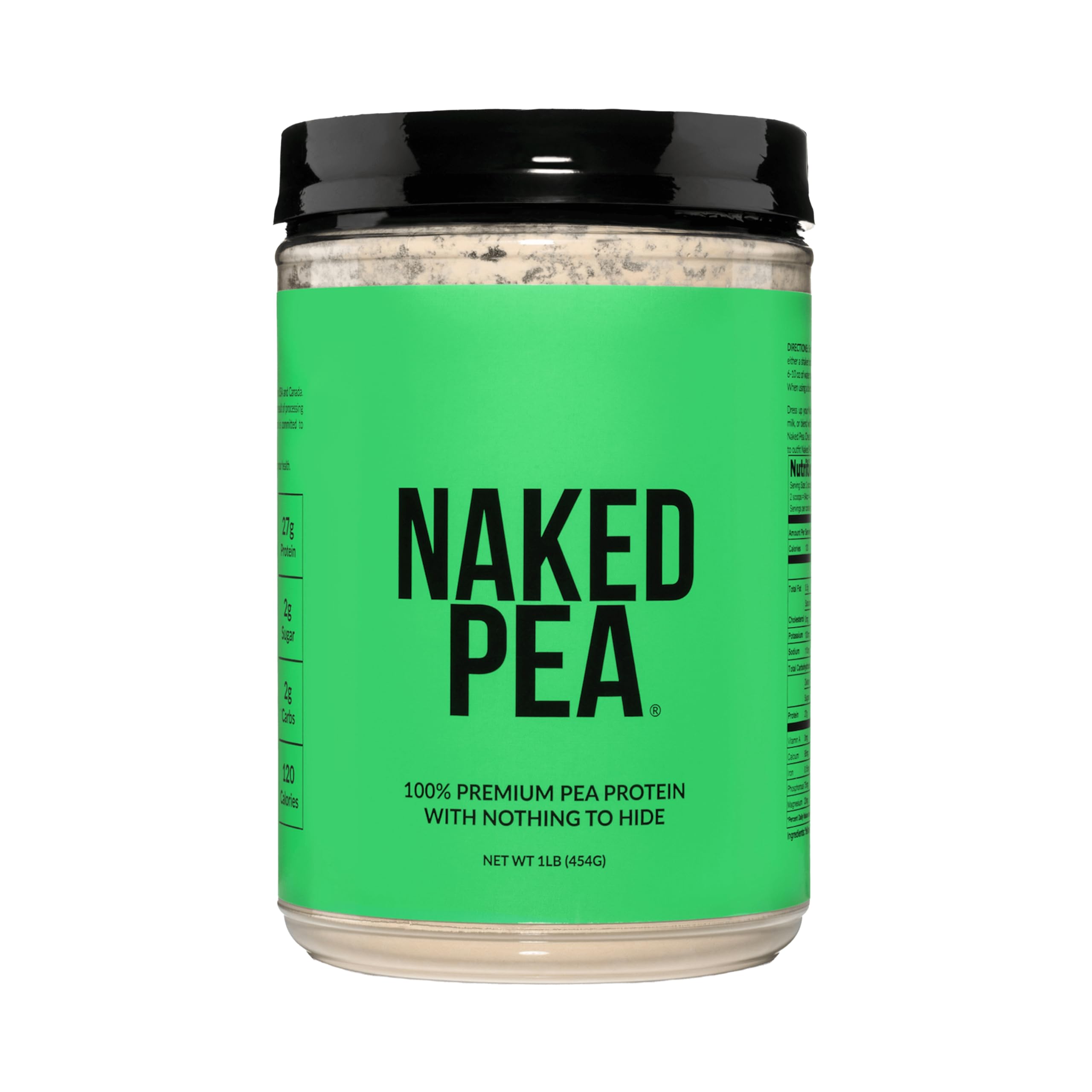 NAKED Pea frente del empaque que muestra pureza y certificación NSF