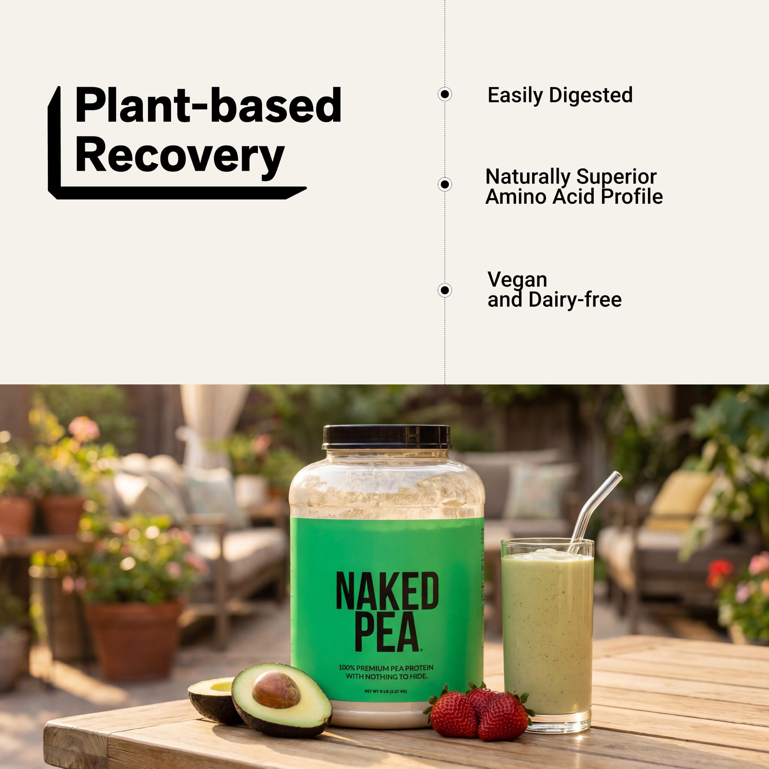 NAKED Pea smoothie con frutas, demuestra versatilidad en recetas