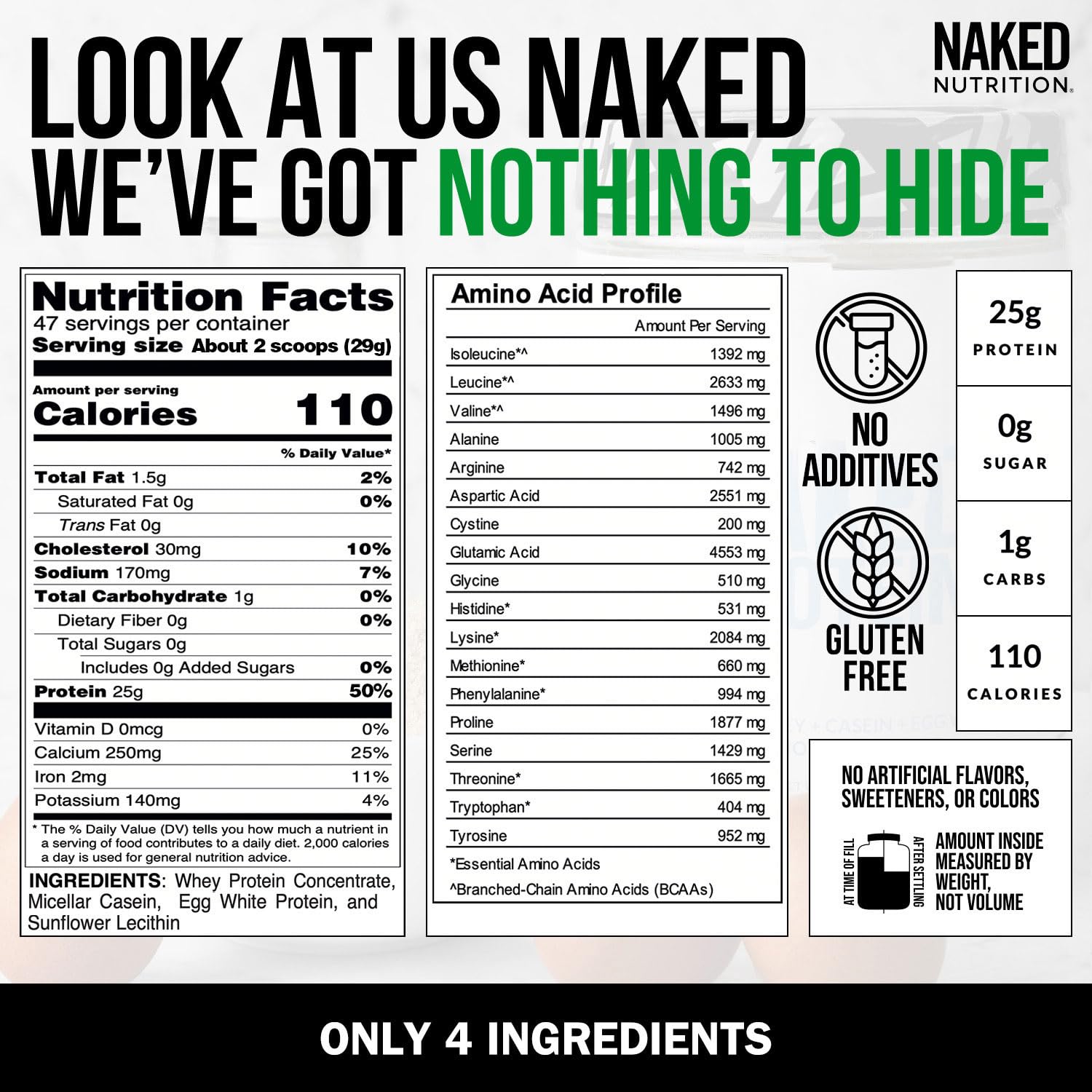 NAKED porción en cuchara medida, control exacto de proteína por servicio