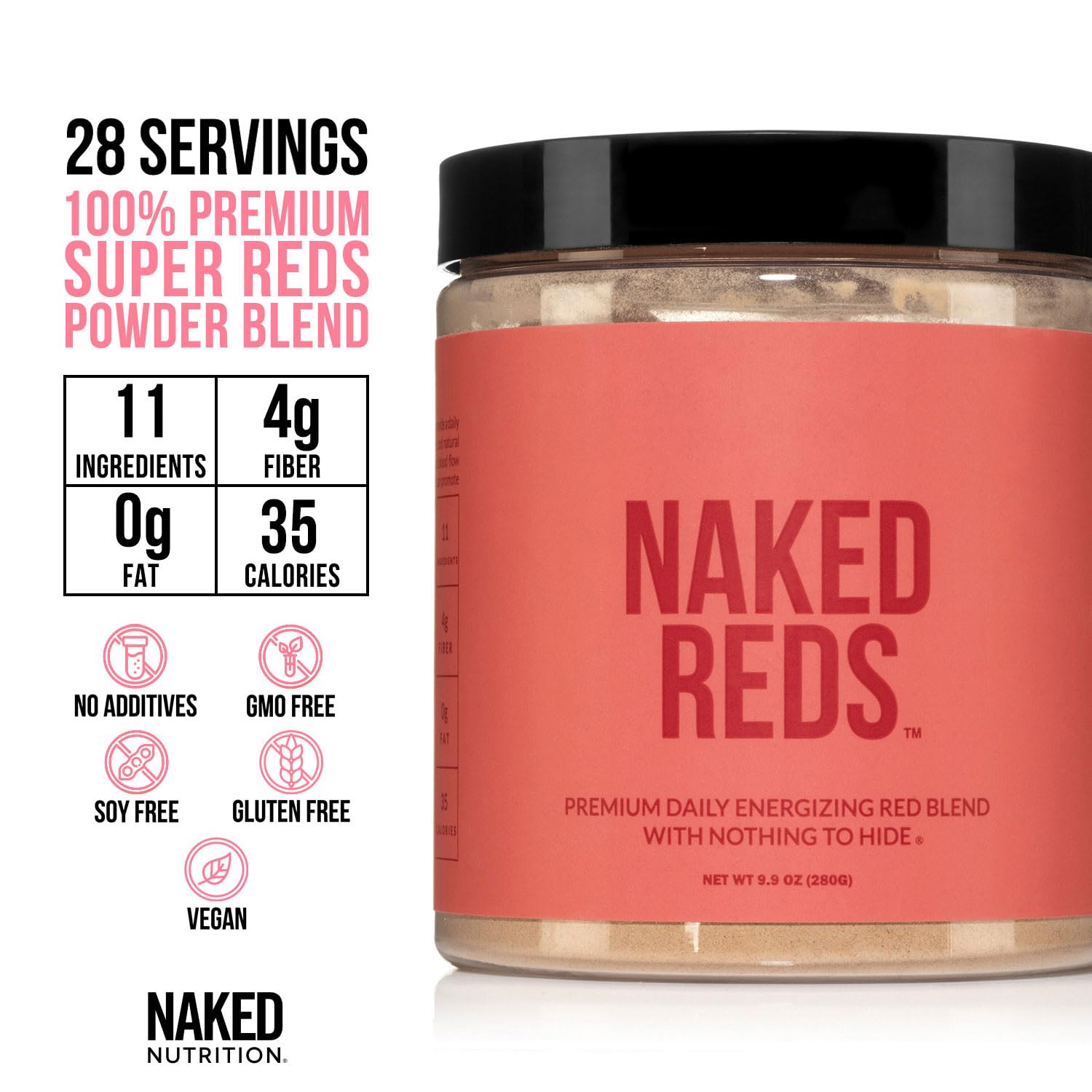 NAKED Reds vaso con batido preparado, aporta sabor y conveniencia diaria