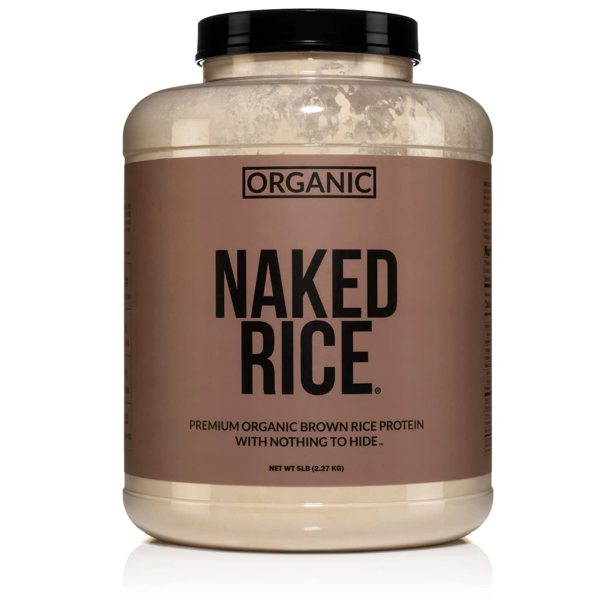 NAKED Rice frente del envase mostrando tamaño 5 lb y marca, ideal para ahorro