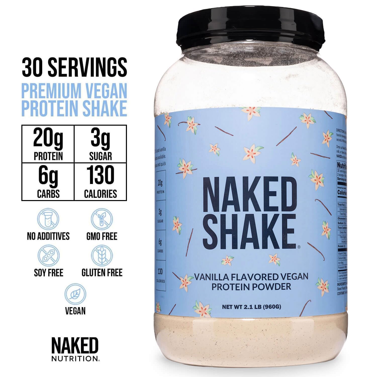 NAKED ingredientes: guisante amarillo y MCT para proteína y energía