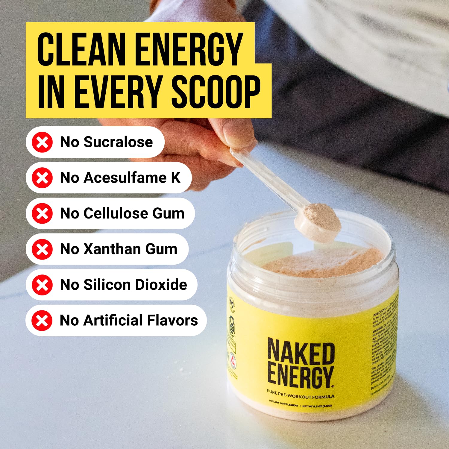 NAKED frasco en mano para comparar tamaño y porciones