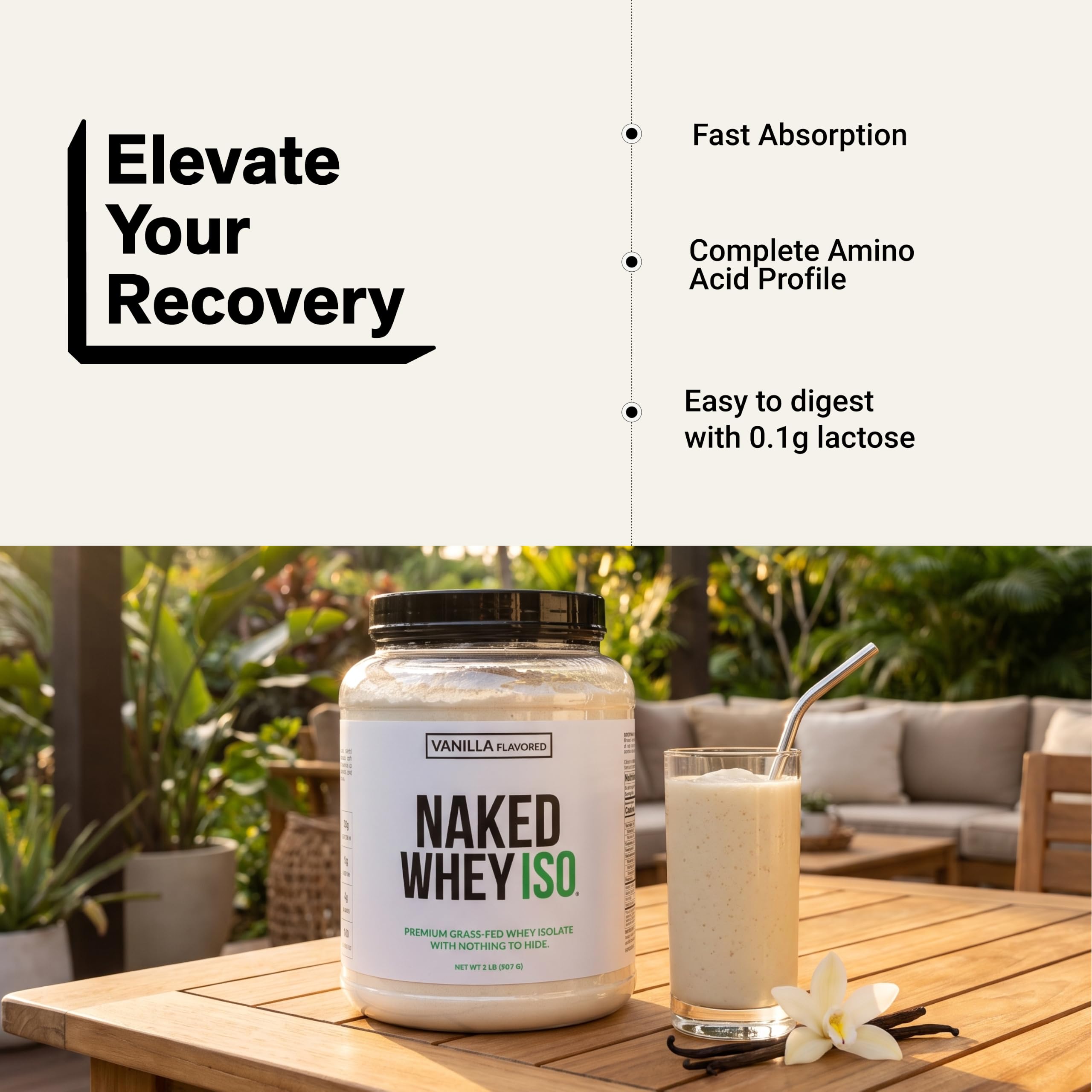 NAKED etiqueta nutricional, información visible de 30 g proteína por porción