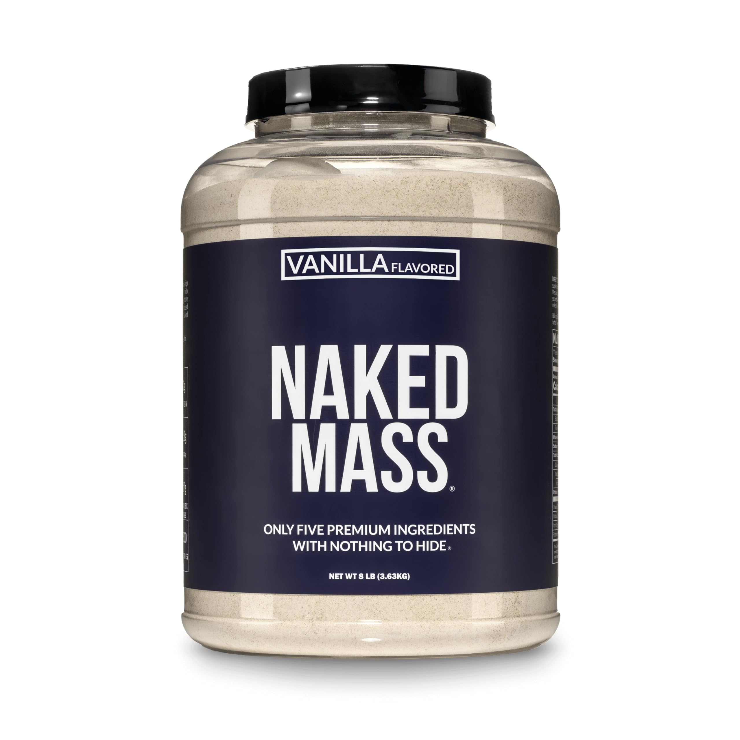 NAKED frente del envase mostrando etiqueta clara y natural beneficios de pureza
