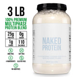 NAKED vaso con batido proteico, beneficio recuperación y sabor neutro