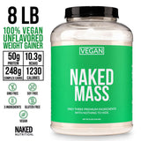 NAKED cucharada con polvo Vegan Mass, fácil dosificación para batidos calóricos