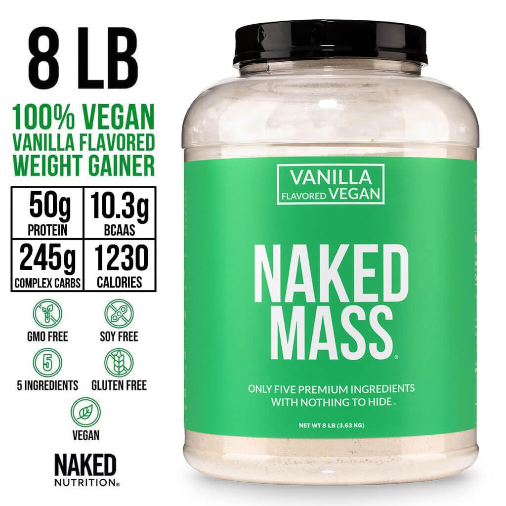 NAKED vaso con batido Vegan Mass listo para beber, aporta calorías y proteína