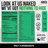 NAKED ingredientes —guisante, arroz y tapioca— mostrando origen orgánico y limpio