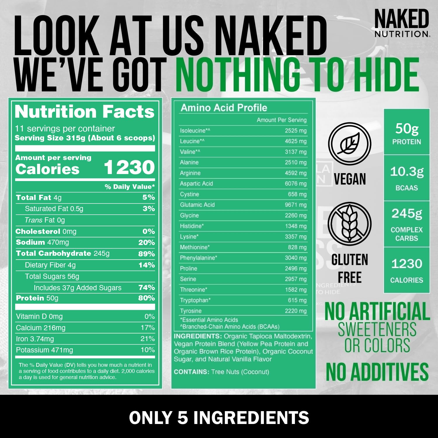 NAKED envase 8 lb mostrado para comparar tamaño real y cantidad de servicio