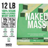 NAKED batido de Vegan Mass vainilla en vaso, rápido aporte calórico postentreno