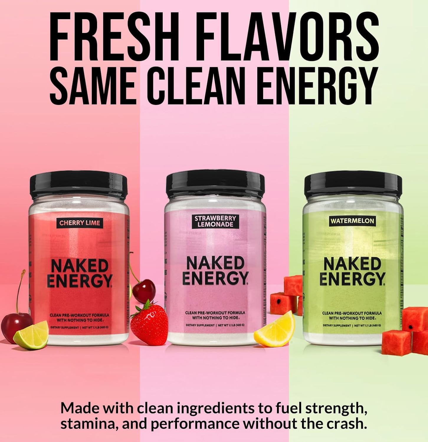 NAKED Watermelon Energy etiqueta nutricional con dosis claras