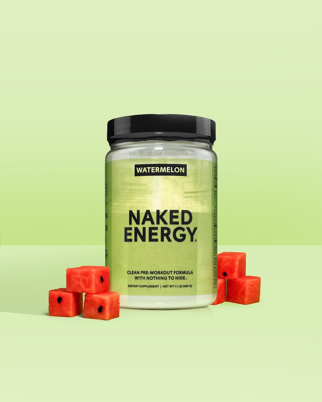 NAKED Watermelon Energy primer plano de ingredientes claves y beneficios
