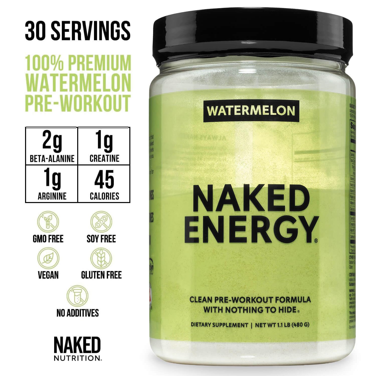 NAKED Watermelon Energy polvo textura fina sin aditivos