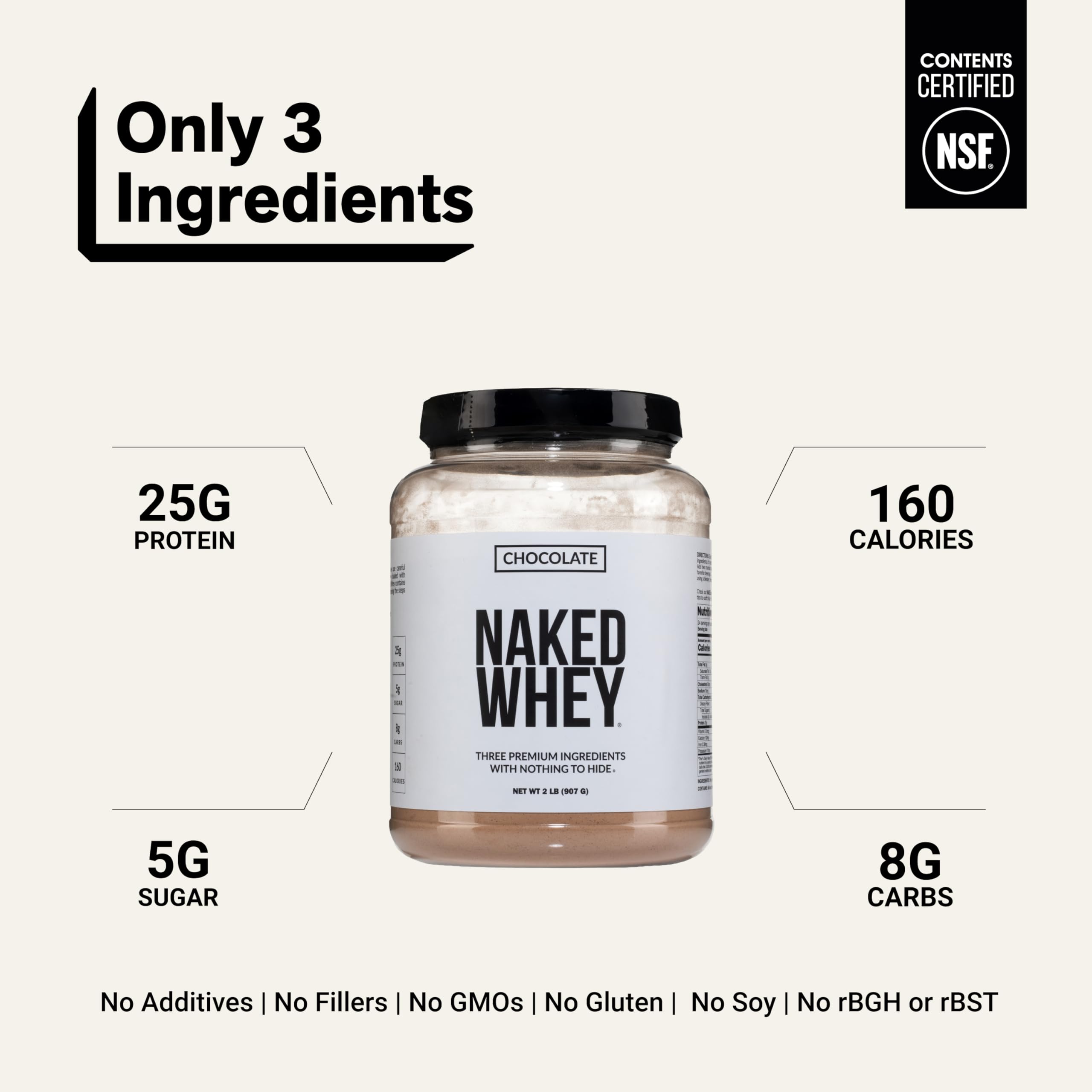 NAKED cucharada de protein powder mostrando tamaño de porción y medida