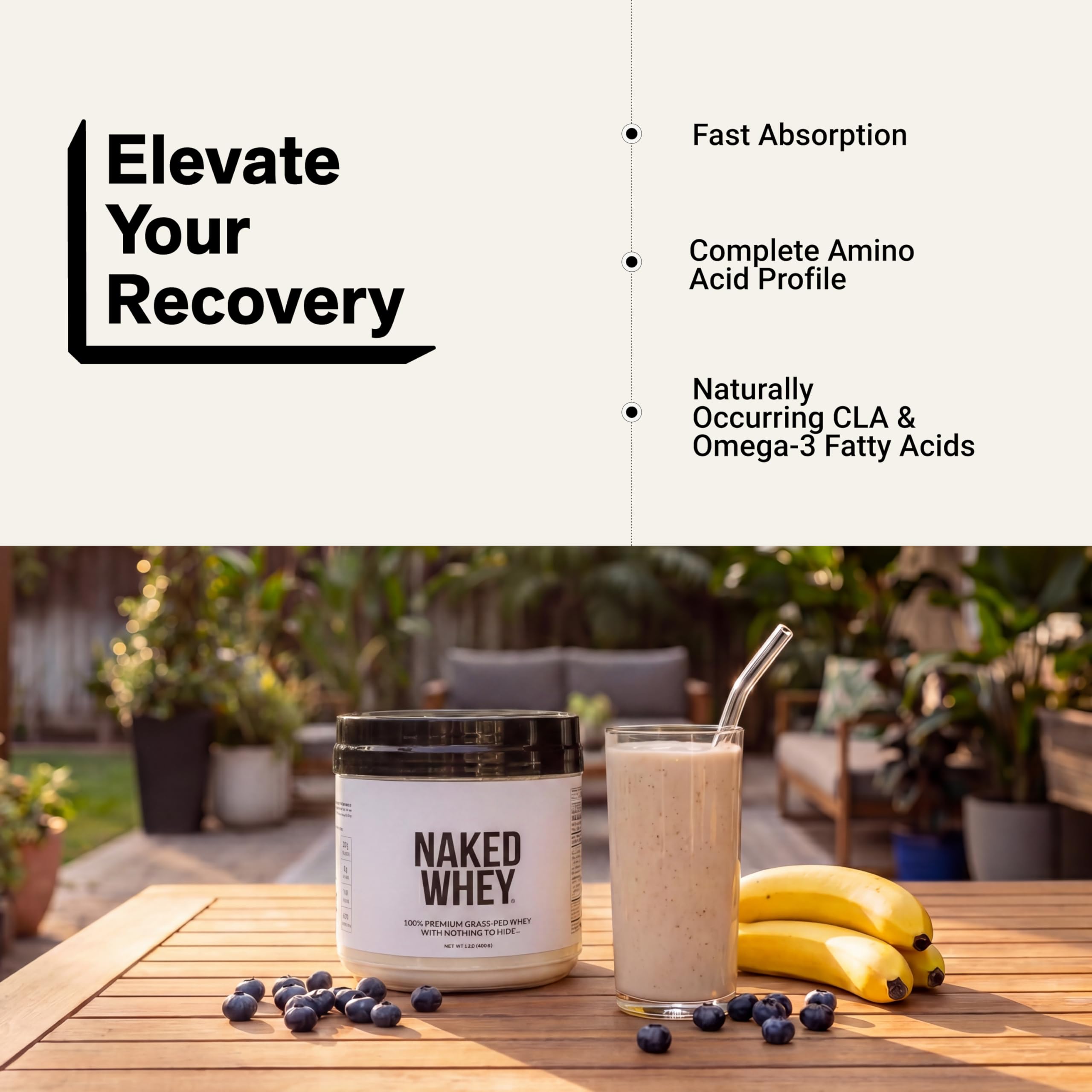 NAKED Whey etiqueta nutricional detallada mostrando ingredientes únicos