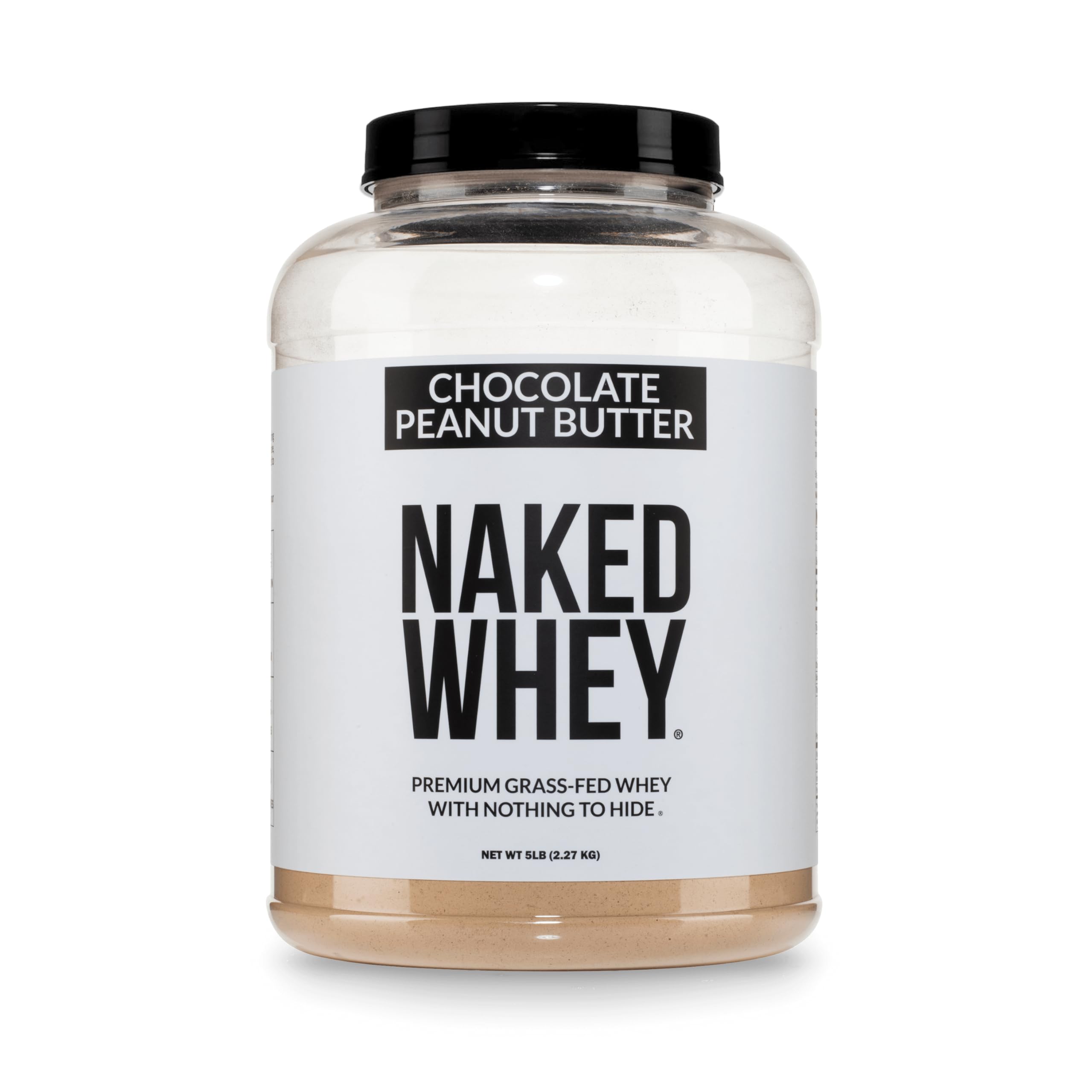 NAKED suero chocolate cacahuete frente del envase, claridad de ingredientes