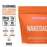 Nakedade sobre abierto vertiéndose en agua, marca y fácil disolución