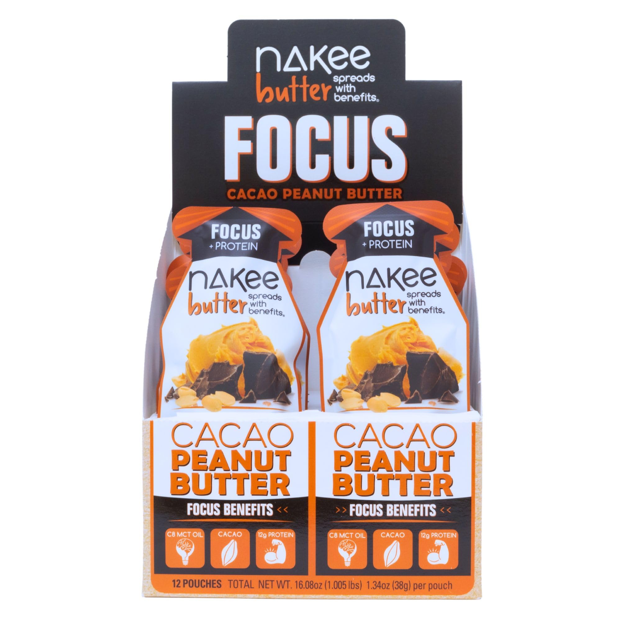 Nakee Butter frente del empaque muestra formato individual y conveniencia