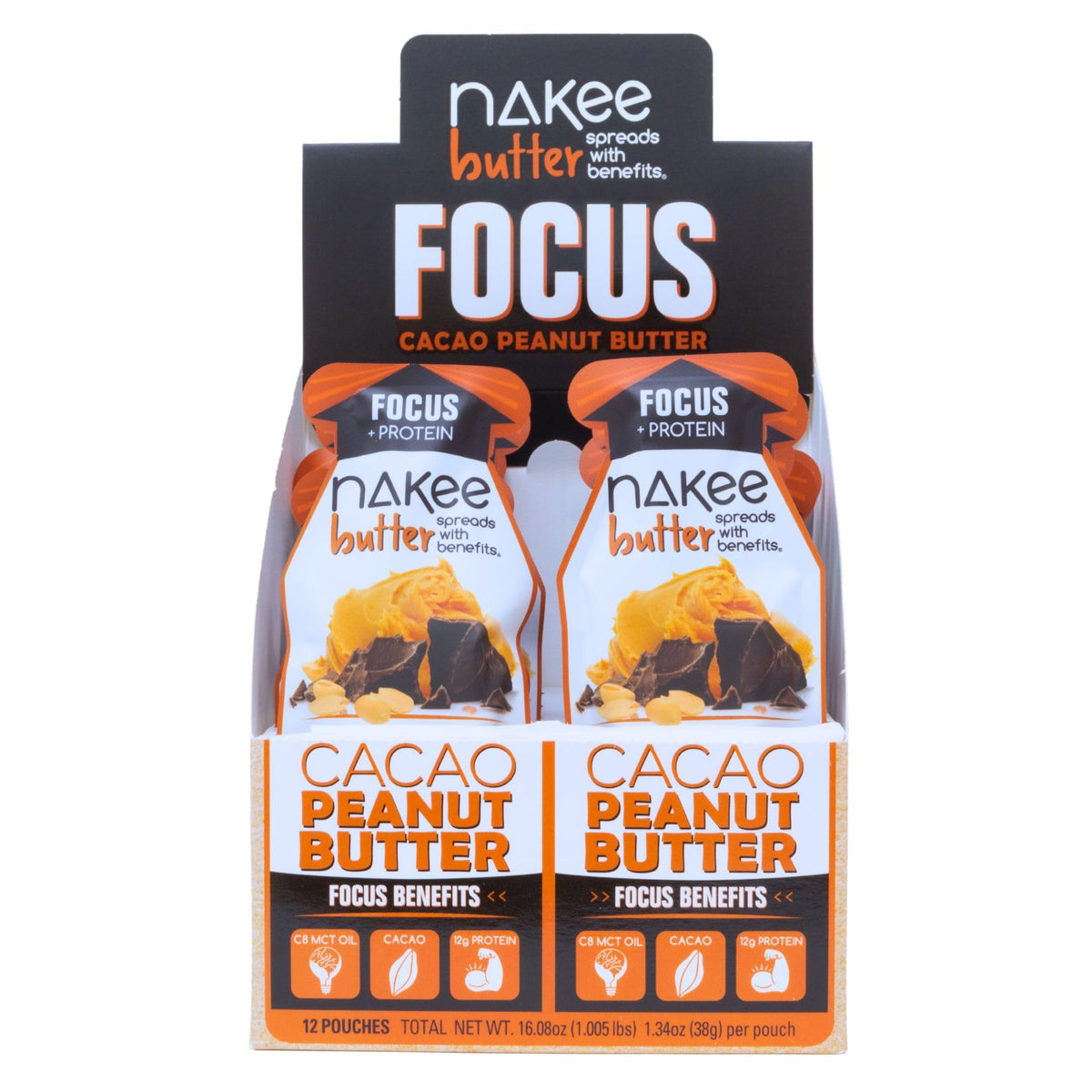 Nakee Butter frente del empaque muestra formato individual y conveniencia