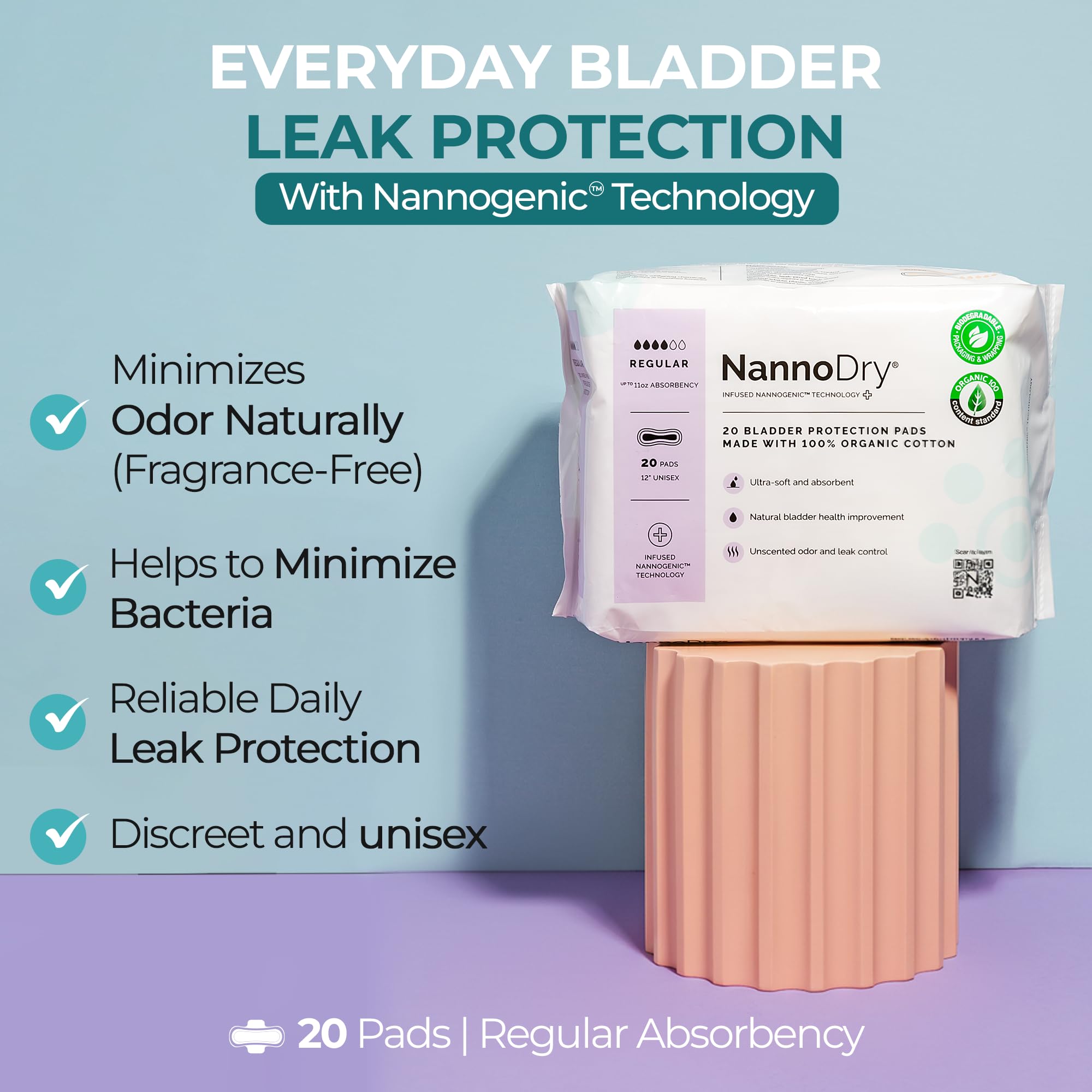 NannoDry textura de algodón orgánico para confort y menos irritación