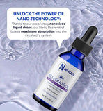 Nanoceutical Solutions frasco en mesa de desayuno ilustrando uso cotidiano práctico