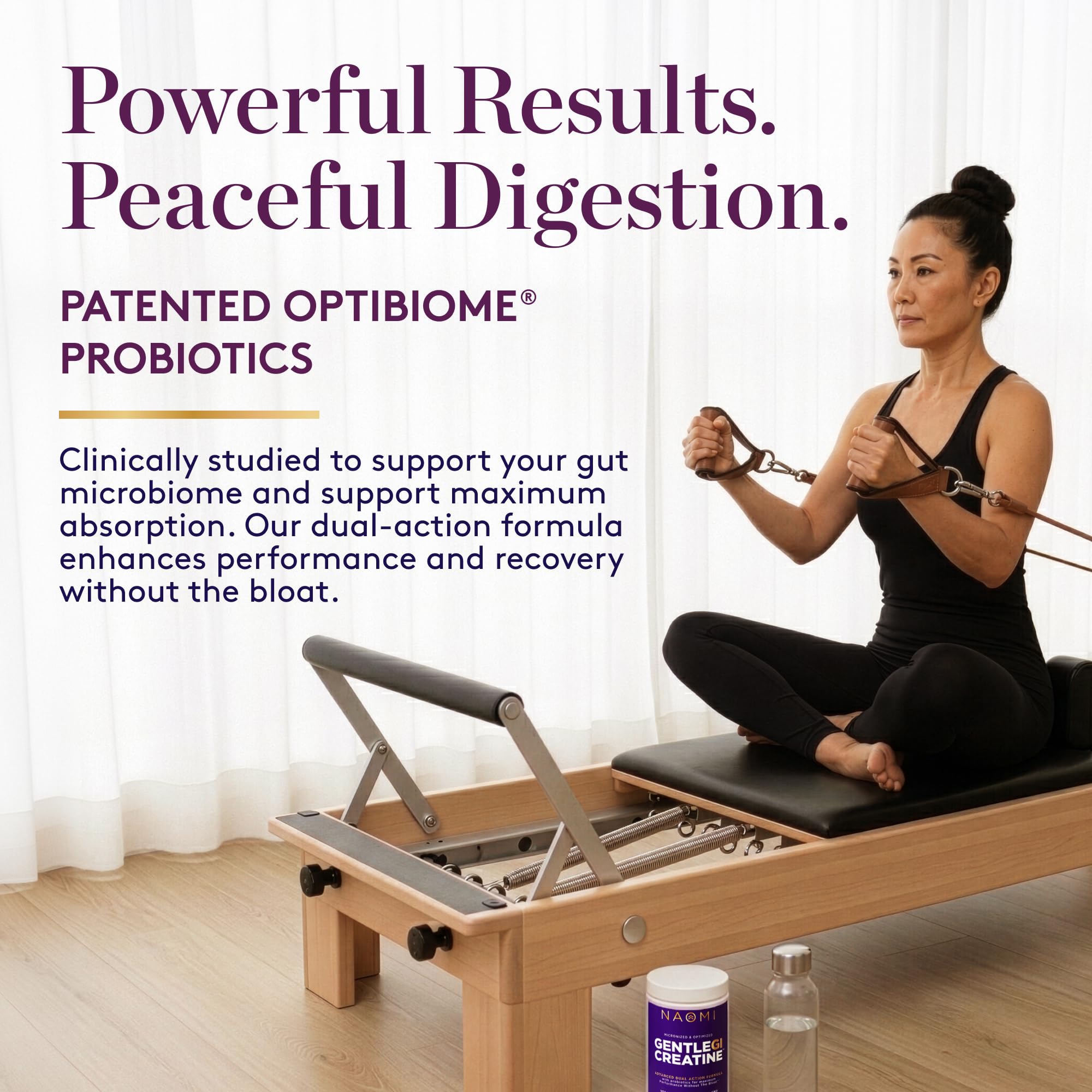 NAOMI etiqueta con ingredientes y OPTIBIOME claramente legibles
